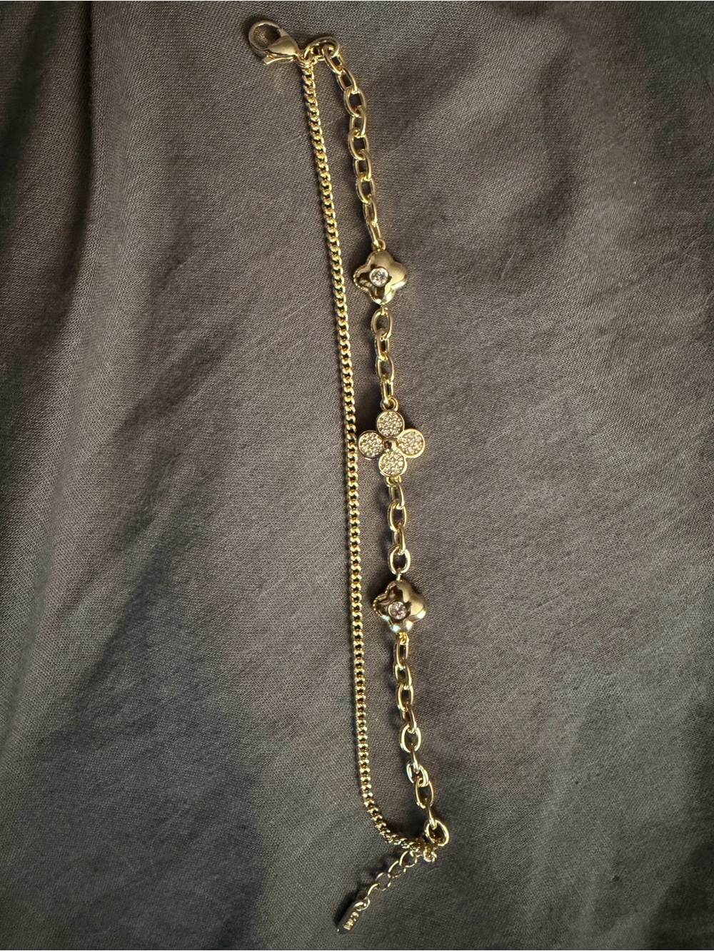 Double bracelet. Flower Link Bracelet with Crystal Accents